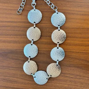 Y2K Vintage Disc Belt Hammered Coin Two Tone Metal Waist Chain Festival Boho thumbnail 3