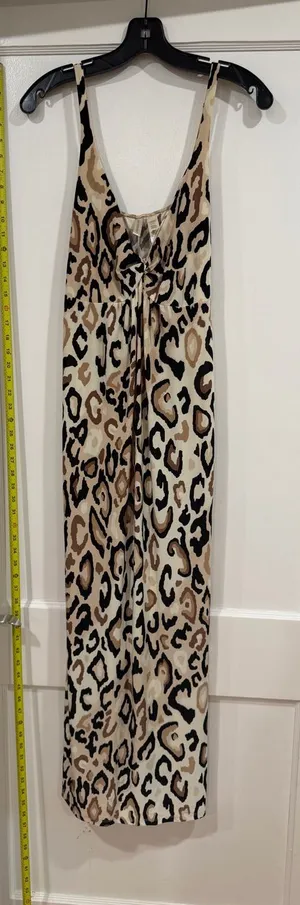 Ambrielle Leopard-Print Slip Dress in Beige, Brown & Black thumbnail 1