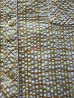Seersucker Plaid Shirt M Lightweight Yellow Peach Oversized Japanese Button Down thumbnail 13