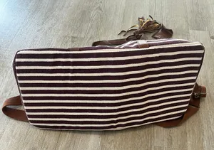 Mossimo Burgundy/Cream Stripe Duffle Bag thumbnail 3