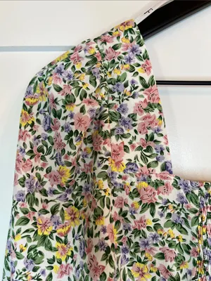 Lulu's Even Sweeter Floral Cropped Blouse with Puff Sleeves - Size Medium thumbnail 14