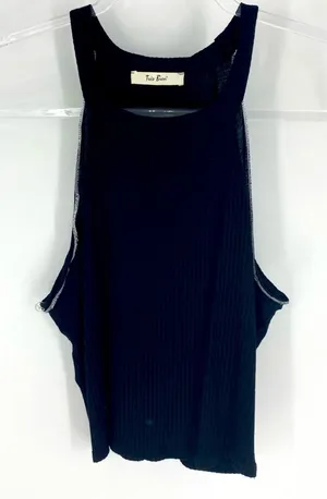 Tres Bien Ribbed Cropped Halter Tank Black‎ M thumbnail 1