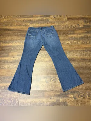 Vintage Y2K American Eagle Real Flare Low Rise Denim Jeans Womens 8 Bootcut Blue thumbnail 8