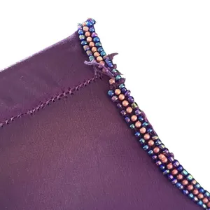 Vtg Adrianna Papell 100% Silk Beaded‎ Maxi Dress Sz 6 Purple Drop Waist Sheer thumbnail 7