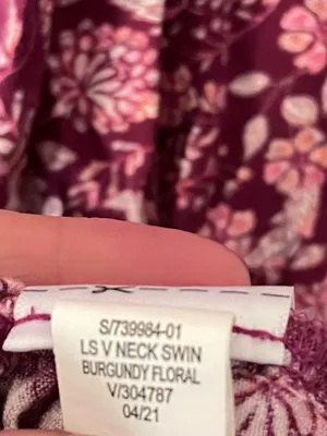 Old Navy Long Sleeve V-Neck Swing Floral Mini Dress Burgundy Pink XXL thumbnail 4