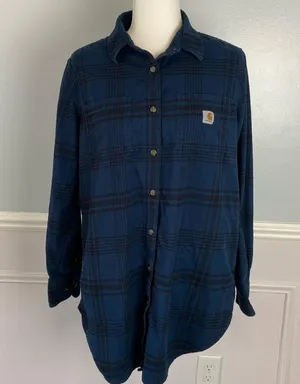 Carhartt Rugged Flex Relaxed Fit Midweight Flannel Long-Sleeve Plaid Tunic Sz L thumbnail 1