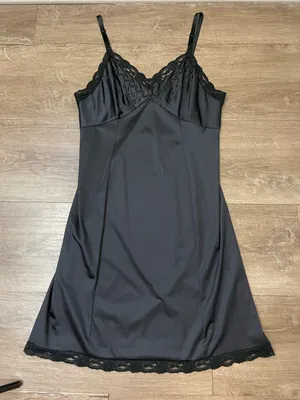 Sears Vintage Lace Slip Dress Size 38 Black Babydoll Elegant Whimsygoth Romantic thumbnail 6