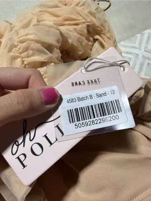 Oh Polly NWT Women's Ruched Tie-Strap Mesh Dress sand 8 thumbnail 4