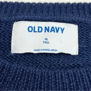 Old Navy Women Navy‎ Blue Fair Isle Long Sleeves Knit Pullover Sweater XL Tall thumbnail 2