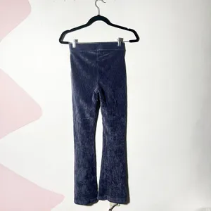 Aerie Groove On Ribbed Velour Flare Pants XS Blue Pull On Retro thumbnail 2