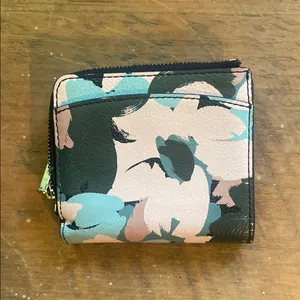 Kate Spade Margaux Brush Bloom Slim Abstract Floral Wallet - Black, Mauve & Teal thumbnail 4