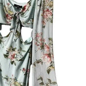Lulu’s Ode to Spring Mint Floral Print Tie-Front Bodycon Mini Dress Size XL​‎ thumbnail 11