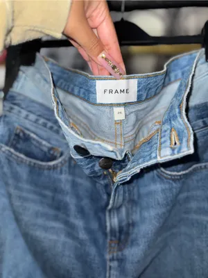 FRAME Sample Double Waist Denim Mini Skirt Blue Womens Oversized 26 100% Cotton thumbnail 6