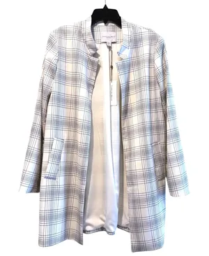 CAROLINA BELLE MONTREAL Womens XL Plaid Blazer Jacket Open‎ Front Lined NWT thumbnail 1