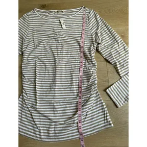 NWT Madewell Ruched Crewneck Long-Sleeve Tee in Soft Slub coastal dume size M thumbnail 6