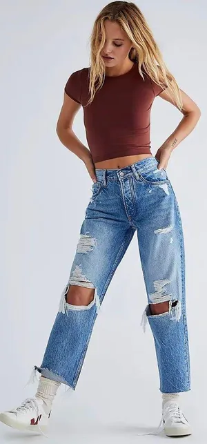 Boyish Tommy High Rise Straight Distressed Jeans thumbnail 1
