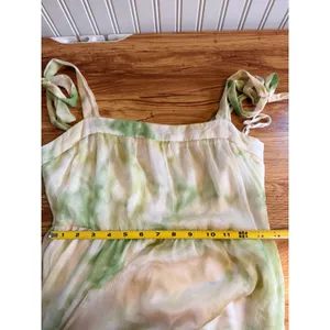 Line & Dot Green Tie Dye Tiered Maxi Dress Tie Strap Sz Small Cottagecore Summer thumbnail 12