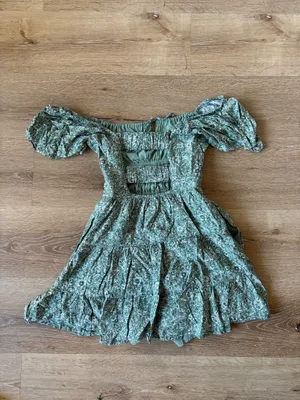 Hollister Green Floral Paisley Off The Shoulder Dress thumbnail 8