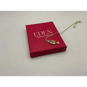 Adina Eden Large Edgy CZ Bezel Fish Pendant Necklace – Gold thumbnail 2