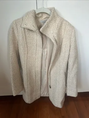 H&M Cream Bouclé Pea Coat - Women's thumbnail 1