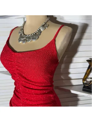 Shiny sparkle red dress ruched midi bodycon padded bra cocktail homecoming NWOT thumbnail 6