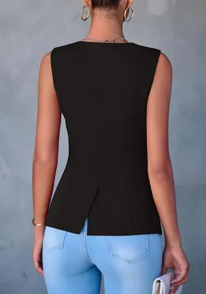 PRETTYGARDEN Black blouse vest thumbnail 2