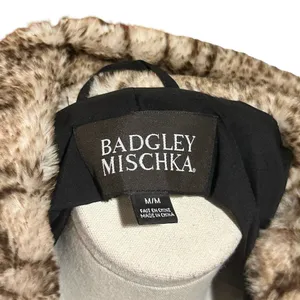 Badgley Mischka Faux Fur Coat with Snake Print Size Medium thumbnail 7