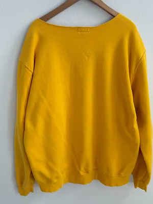 Market Studios Chinatown Yellow Off-the-Shoulder Graphic Sweatshirt Pullover Siz thumbnail 9