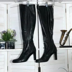 Franco Sarto Artise Over The Knee Boots Black Leather 9.5 thumbnail 2