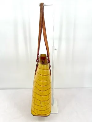 Dooney & Bourke Croco Embossed Sunburst Yellow Leather Lexington Shopper Tote thumbnail 8