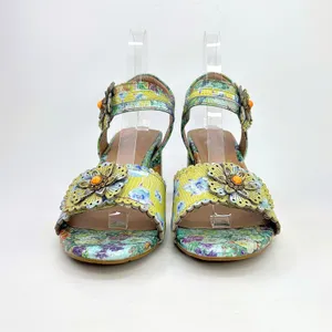 L'Artiste Spring Step Voguesh Floral Leather Block Heel Sandals 39 US 8.5 Boho thumbnail 8