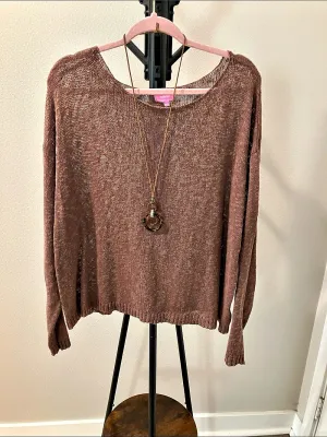 Edikted brown oversized boat neck sweater thumbnail 2