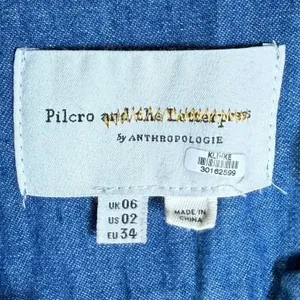 Pilcro and the Letterpress Anthropologie‎ Blue Denim Wide Leg Belted Jumpsuit 2 thumbnail 2