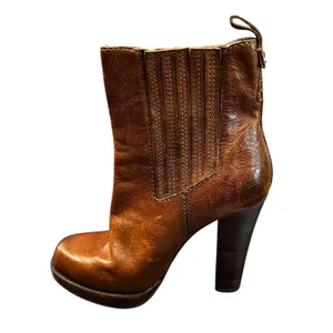 FRYE Size 8 Donna‎ Chelsea Boots Brown Leather Ankle Boots Stacked Heel thumbnail 8