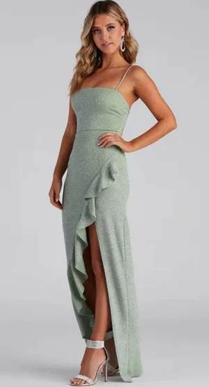 Windsor Long Green Sparkle Dress thumbnail 1