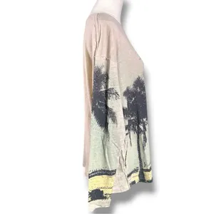 Free People Oversized Bohemian Palm Tree Kai Long-Sleeve Top Tee XL NWT Beach thumbnail 6