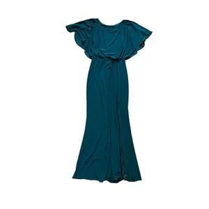 BHLDN Lena‎ Dress Size 4 Teal Flutter Sleeve Side Slit Maxi Wedding Bridesmaid thumbnail 2