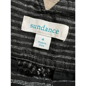 Sundance Amelia Trouser Pant Black White Pinstripe 4 Button Linen Cotton Blend thumbnail 5