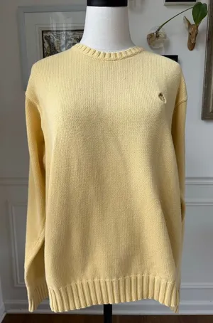 Lauren Ralph Lauren Yellow Cotton Crewneck Sweater L thumbnail 1