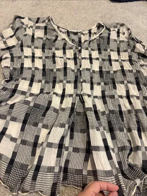 NorthStyle textured Black and White Plaid Button-Front Women’s Blouse 1X thumbnail 6