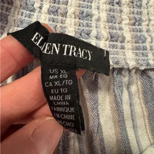 Ellen Tracy Blue and Cream Striped Wide Leg Pants thumbnail 4