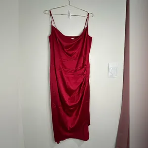Unbranded Red Satin Cowl Neck Slip Dress - Size 2X thumbnail 3
