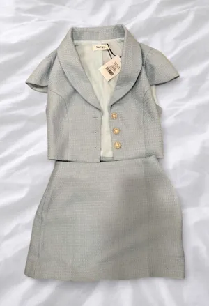 NWT Showpo Blue Tweed Two Piece Skirt Set thumbnail 1