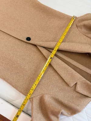 ZARA Women XL Camel Tan Long Coat Minimalist Quiet Luxury Single Button Overcoat thumbnail 5