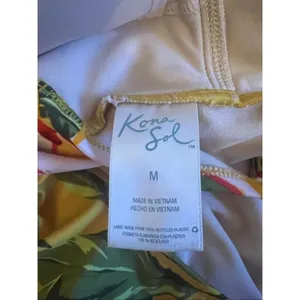 Kona Sol Swimwear One Piece High Coverage Yellow Tropical Floral Size M thumbnail 11
