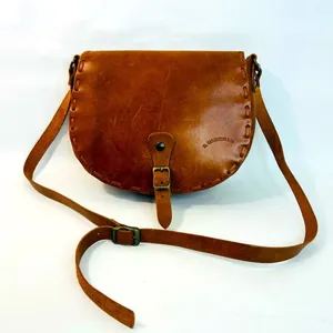 Mid Century 1960’s Brown Leather Hand Woven Saddle Bag EL CALIFORNIANS thumbnail 2