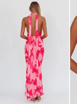 Selfie Leslie Pink Floral Halter Dress thumbnail 3