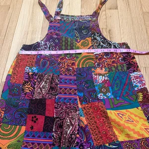 Patchwork Printed Cotton Overalls Jumpsuit Sz M Size M thumbnail 5