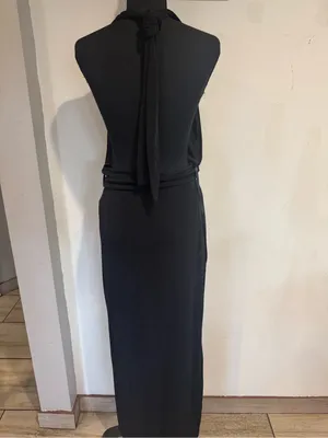 1990 style Elegant Black Halter Evening Dress - Women's Formal Gown thumbnail 4