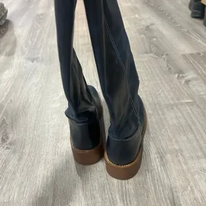 Steve Madden Women's Riggs Tall Square-Toe Dark Blue Boots Size 7 thumbnail 4